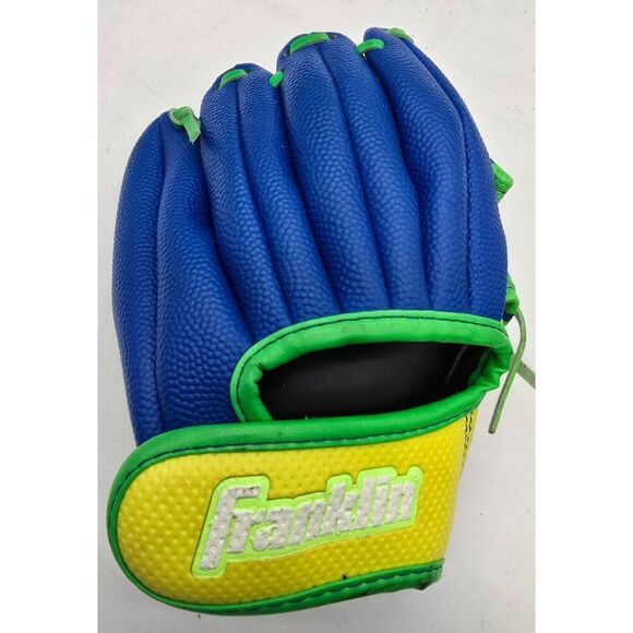 Franklin Air Tech Sports Youth Baseball Glove Blue/Green/Yellow 9" Performance D - Picture 3 of 4